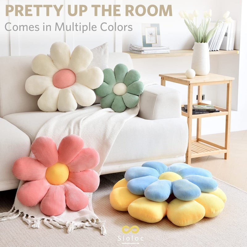 Sioloc Flower Shaped Throw Pillow - Butt Cushion & Seating Cushion, Cute Room Decor & Plush Pillow for Bedroom Sofa Chair (White, 23.6" ) - Image 3